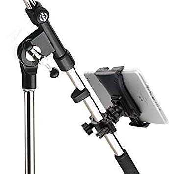 WYAO Universal pad Mount Adjustable Tablet Holder Mount 360° Swivel Adjust Quick Release Pipe Clamp Mount Phone Holder Fits Phone, iPad, Music and Mic Stands, Tripods