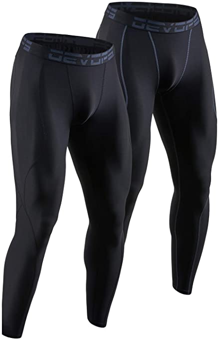 DEVOPS 2 Pack Men's Compression Pants Athletic Leggings with Pocket