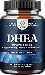 Pure DHEA 25mg for Women and Men - Extra Small Capsule High Absorption DHEA Supplement for Women & Men for Mood Energy and Immune Support - Men & Women's Hormone Balance Supplement (2 Month Supply)