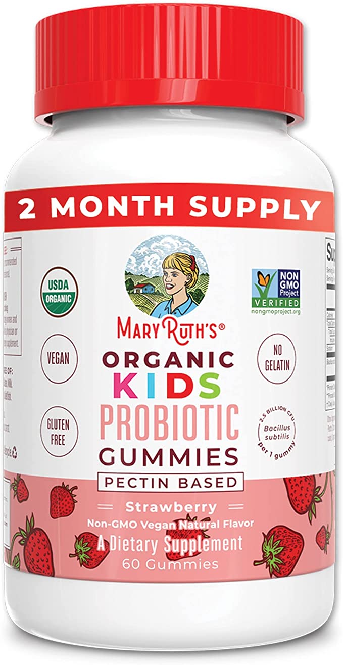 Kids Probiotic USDA Organic Gummies | 2 Month Supply | 2.5 Billion CFU Per Serving | Kids Immune Support Digestive & Gut Health Supplement | Formulated for Ages 4-13 | 60 Count