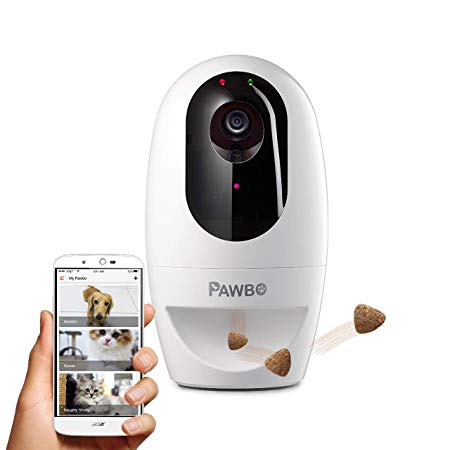 Pawbo  Wireless Interactive Pet Camera - HD Wifi Dog Camera with Treat Dispenser - Laser Pointer Game for Cat and Dog - Two Way-Talk - Remotely via Pawbo Life APP - Images Sharing on Instagram