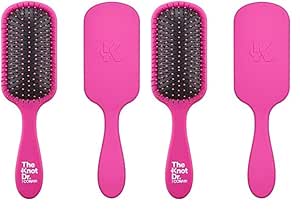 The Knot Dr. for Conair Hair Brush, Wet and Dry Detangler, Removes Knots and Tangles, For All Hair Types, Pink (Pack of 2)