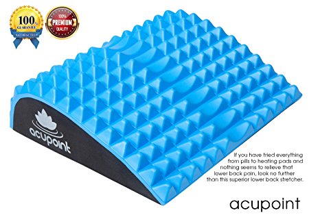 Lower Back Stretcher with Acupressure Nubs by Acupoint. Excellent Lumbar Support, Spinal Decompression Relief. Best for Chronic Back Pain, Sciatica, Stenosis and Herniated Disc Pain.