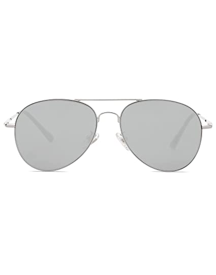 SOJOS Classic Aviator Mirrored Flat Lens Sunglasses Metal Frame with Spring Hinges SJ1030