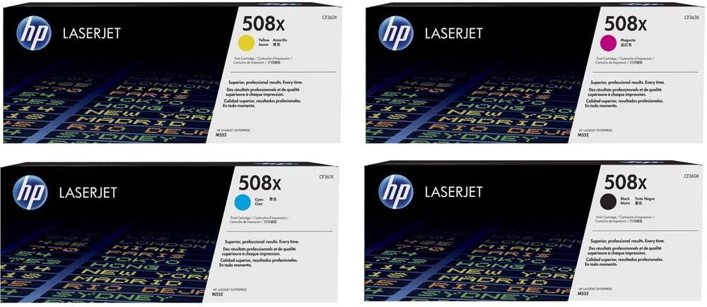 HP 508X (CF360X, CF361X, CF362X, CF363X) Cyan, Magenta, Yellow and Black Original LaserJet Toner Cartridges