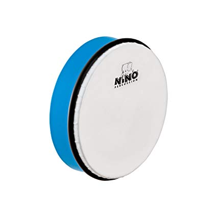 Nino Percussion 8" Hand Drum with Wooden Beater, Sky Blue-NOT MADE IN CHINA-ABS Plastic and Synthetic Heads, for Classroom Music, 2-YEAR WARRANTY, (NINO45SB)