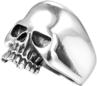 INRENG 316L Stainless Steel Men's Cool Skull Head Ring Punk New Jewelry