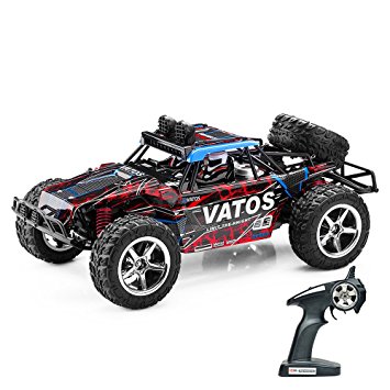 Vatos RC Car Off Road High Speed 4WD 40km/h 1:12 Scale 50M Remote Control 15 Mins Playing Time 2.4GHz Electric Vehicle Buggy Truck with LED Night Vision (RED)