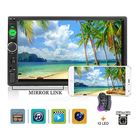Car Stereo 2 din car Radio 7" HD Player MP5 Touch Screen Digital Display Bluetooth Multimedia USB 2 Din Double Din Autoradio Mobile Phone Interconnection with 12 LED Car Backup Camera