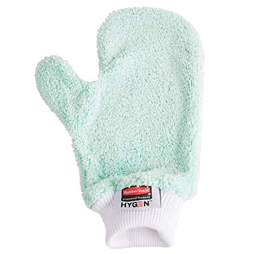 Rubbermaid Commercial Hygen Microfiber Dusting Mitt, 11-7/8-Inch Length X 9-7/8-Inch Width X 2-Inch Height, Green (FGQ65200GR00)