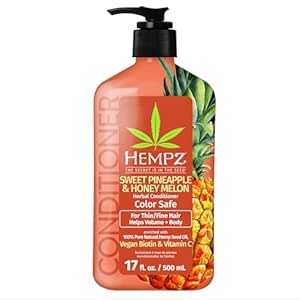 Hempz Biotin Conditioner - Sweet Pineapple & Honey Melon - For Thin/Fine Hair Growth & Strengthening of Dry, Damaged and Color Treated Hair, Hydrating, Softening, Moisturizing - 17 FL OZ