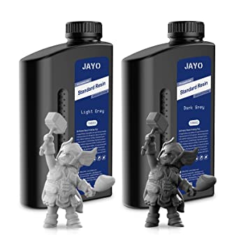 3D Printer Resin, JAYO 2KG 3D Resin Bundle for 4K 8K LCD/DLP/SLA 3D Printers, 405nm Standard Photopolymer Fast Curing Resin, High Precision, Low Shrinkage, Gray  Dark Gray 1000g*2