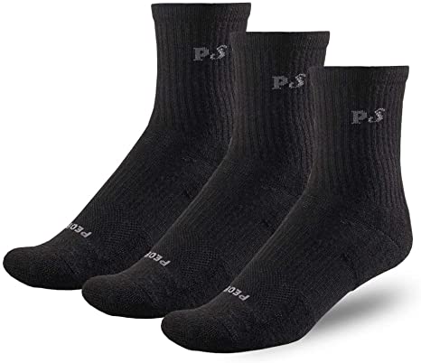 PEOPLE SOCKS Compression Short Crew Athletic Merino Wool Running Socks, Made in USA, 3 Pairs