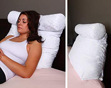 Relax In Bed Pillow Plain White - Best Lounger Support Pillows with Neck Roll for Reading or Bed Rest - lower back pillow - back pillow - back support - lower back pain chair