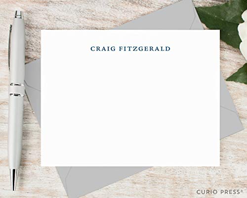 SIMPLICITY - Personalized Flat Stationery / Stationary Notecard And Envelope Set