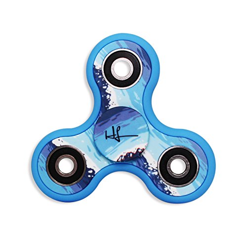 Hand Spinner Stress Relief Toy, Tri-Spinner Fidget Toy With Integrated Silicone Protector EDC Focus Toy for Adults and Children (Ocean)