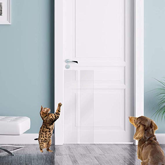KEBE Door Scratch Protector, Protect Your Door, Furniture and Wall with Clear Premium Heavy Duty Door Cover Scratch Shield, Large Vinyl Door Guard for Dog Scratching