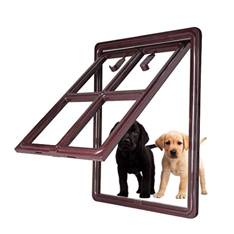 CEESC Dog Door for Sliding Screen Door, 3rd Upgraded Version Automatic Lock Pet Door for Dogs Puppies Cats, 3 Colors 5 Options