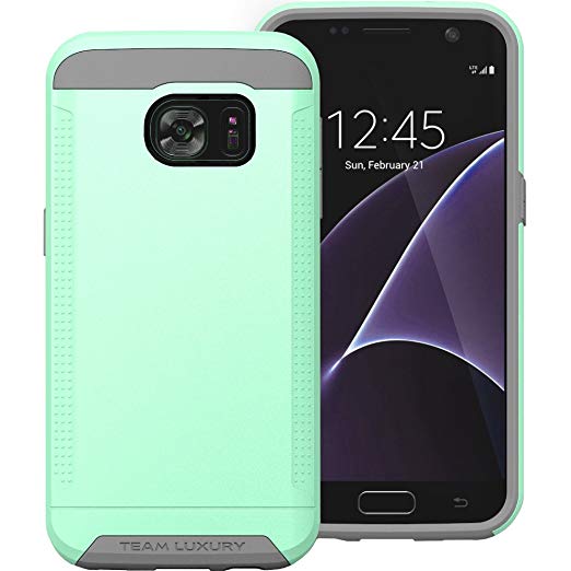Galaxy S7 Case, TEAM LUXURY Ultra Defender TPU   PC Shock Absorbent Slim-fit Premium Protective Case (Turquoise/Gray)