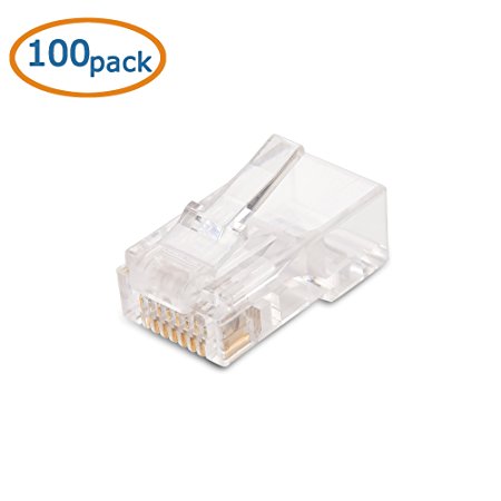 Cable Matters (100-Pack) Cat 6 RJ45 Modular Plugs for Stranded UTP Cable