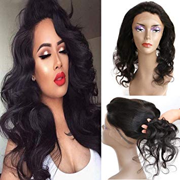 QTHAIR Brazilian Body Wave 360 Lace Frontal Human Hair(20" 360Frontal,Natural Black) Pre-Plucked Hairline 360 Lace Frontal Brazilian Body Wave Human Hair Wave Frontal