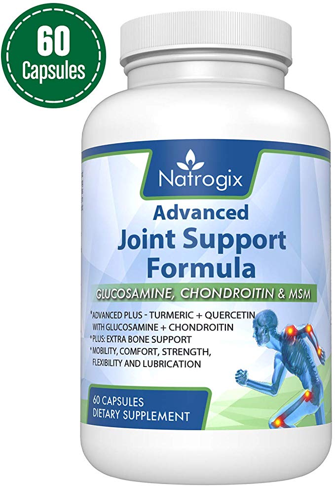 Natrogix 1500mg Glucosamine Advanced Joint Support Formula with MSM, Boswellia Extract, Chondroitin Sulfate, Turmeric, Quercetin, Bromelain/Bone Support (Joint Supplement – Gluten-Free)Made in the USA