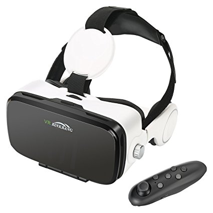 3D VR Glasses, MENGGOOD 3D Virtual Reality Headset Box for Mobile Phone VR Games and 3D Movie with Remote Control Compatible with iPhone 6S/ 6 Plus/ 5S Samsung S8/ S7 and Other 4.0"-6.0" Smartphones