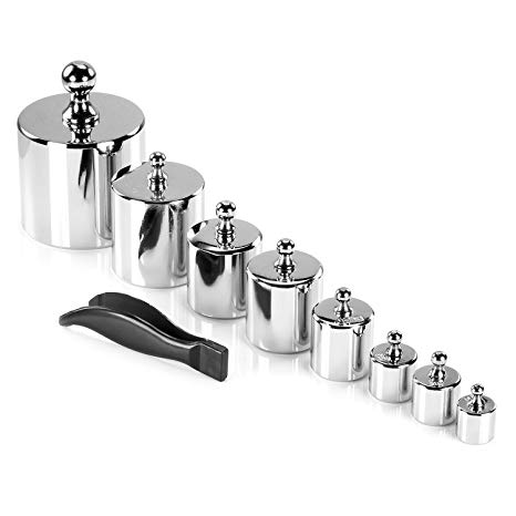 Neewer 8 Pieces 1000 Gram Stainless Steel Calibration Weight Set (500g 200g 2x100g 50g 20g 20g 10g) with Case and Tweezers for Digital Jewellery Scale Science Lab Weights Educational & Hobby Weighing Scales Mini Pocket Balance Scale