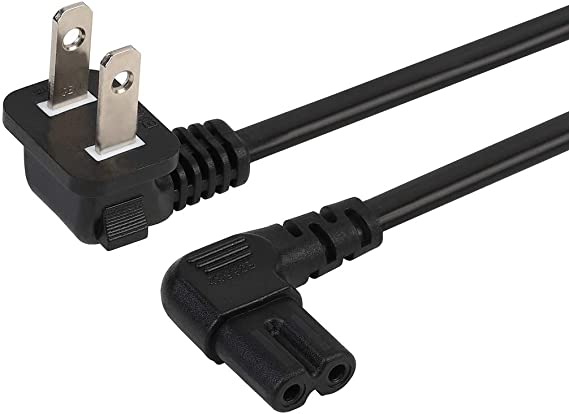 [12-Feet] TV Power Cord, TV Power Cable 90° Angled 2-Prong Figure 8 Power Cord Angled L-Type IEC C7 (Figure 8) Replacement Power Cord for Samsung TV Monitors, IEC C7 to Nema 1-15P