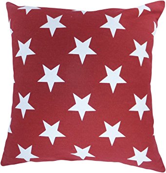 Decorative Printed Star Floral Throw Pillow Cover 18" Burgundy