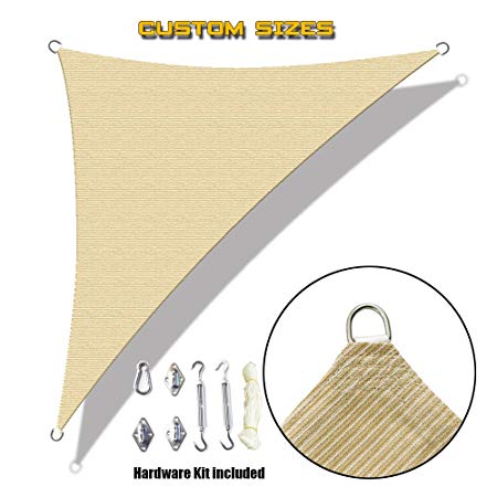 Alion Home Custom Right Triangle HDPE UV Block Sun Shade Sail Permeable Canopy with Stainless Hardware Kit (6' x 6' x9', Beige)