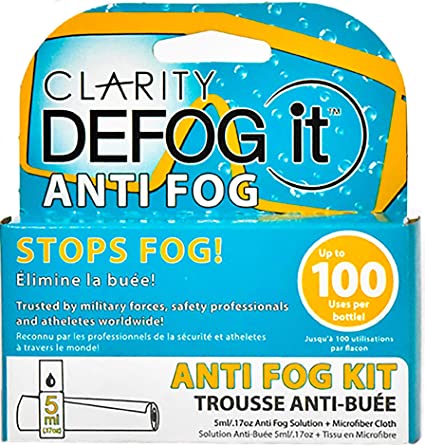 Defog It Anti-Fog Kit, 5mL Concentrate Squeeze Bottle and Microfiber Cloth, 3 Pack