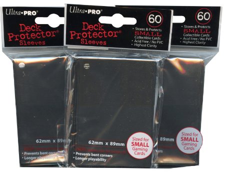 Ultra Pro Card Supplies YuGiOh Sized Deck Protector Sleeves Black 60 Count x3