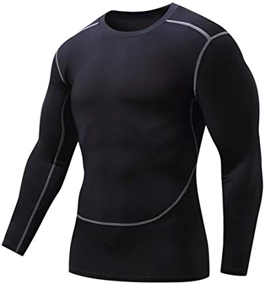 Fanii Quare Men's Soft Slim Long Sleeve Dry-Fit Compression Gym Trainning Shirt
