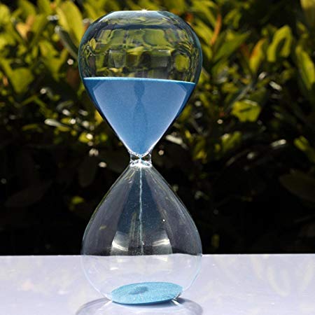 Large Fashion Colorful Sand Glass Sandglass Hourglass Timer Clear Smooth Glass Measures 60min 60 Minutes Home Desk Decor Xmas Birthday Gift (Blue, 60 Minutes)