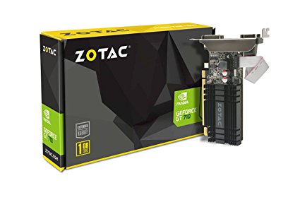 ZOTAC GeForce GT 710 1GB DDR3 PCI-E2.0 DL-DVI VGA HDMI Passive Cooled Single Slot Low Profile Graphics Card (ZT-71301-20L)