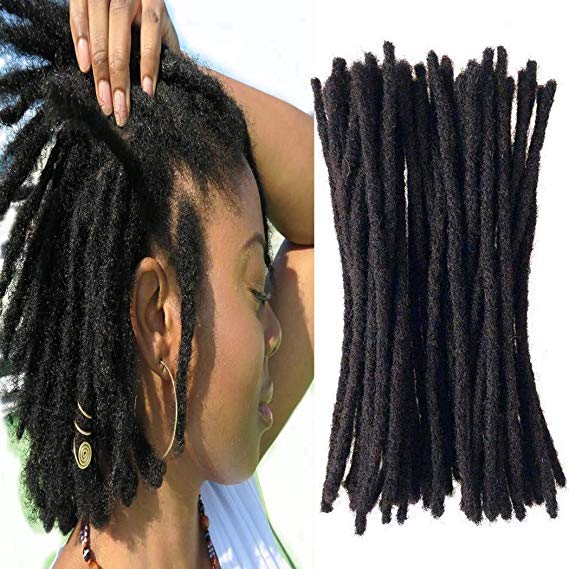 Yotchoi 100% Human Hair Dreadlocks Extension Handmade Locs Small Size(diameter 0.4cm) 8inch 40 Strands/pack Natural Black #1B