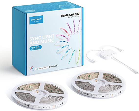 Soundcore Beatlight B32, RGB  and Segmented Colored LED Strip Lights, Program Lighting Effects with Customizable Moods, Smart Music Synchronization, Enhanced Music Mode, and PartyCast Support
