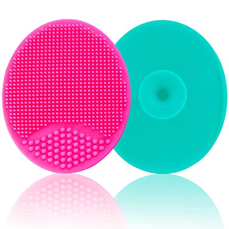 Baby Bath Brush, baby Cradle Cap Brush, Silicone Massage brush, Silicone Scrubbers Exfoliator Brush | The SkinSoother Baby Essential for Dry Skin, Cradle Cap and Eczema 2 Pack (Green & Rose Red)