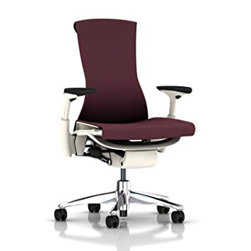 Herman Miller Embody Chair: Fully Adj Arms - White Frame/Aluminum Base - Standard Carpet Casters
