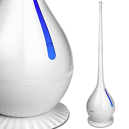 Cool Mist Vase Humidifier with Ultrasonic Technology, Four-way Nozzle,Whisper Quiet, Night Light for Babies and Kids,Large capacity of 2L, Touch Switch, Home& Bedroom &Babyroom &Office, White