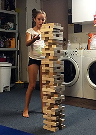 EasyGO Large Stack & Tumble Giant Wood Stacking & Tumble Tower Blocks Game, Stacks to Over 4 Feet Tall!