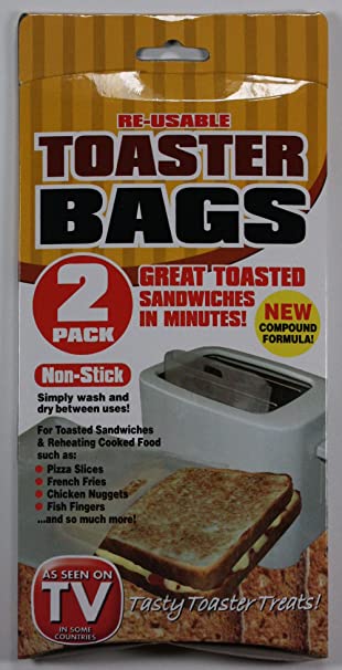 2 PACK NON STICK RE-USABLE TOASTER TOASTING TOASTIE BAGS POCKETS SANDWICH BAGS