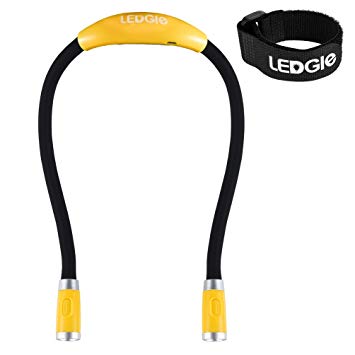 LEDGLE LED Book Light Rechargeable Hug Light Reading Lamp Hands Free 4 LED Beads, 3 Adjustable Brightness, USB Cable Included for Reading in Bed Or Reading in Car, Yellow