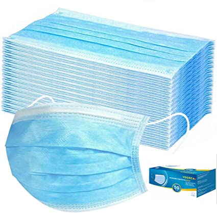 50 Pieces Disposable 3-ply Protection Face Cover Dust-proof Dust Waterproof Cover, High Filtration and Ventilation Security