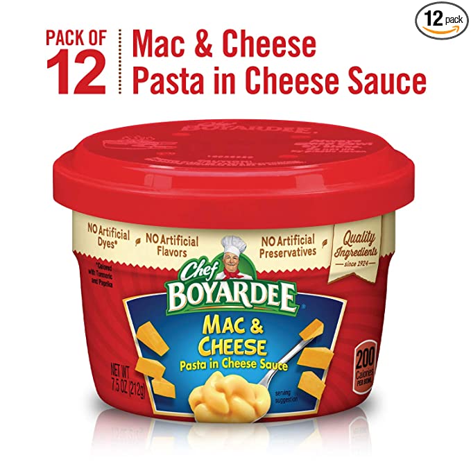 Chef Boyardee Mac & Cheese, 7.5 Oz. Microwavable Bowls (Pack of 12)