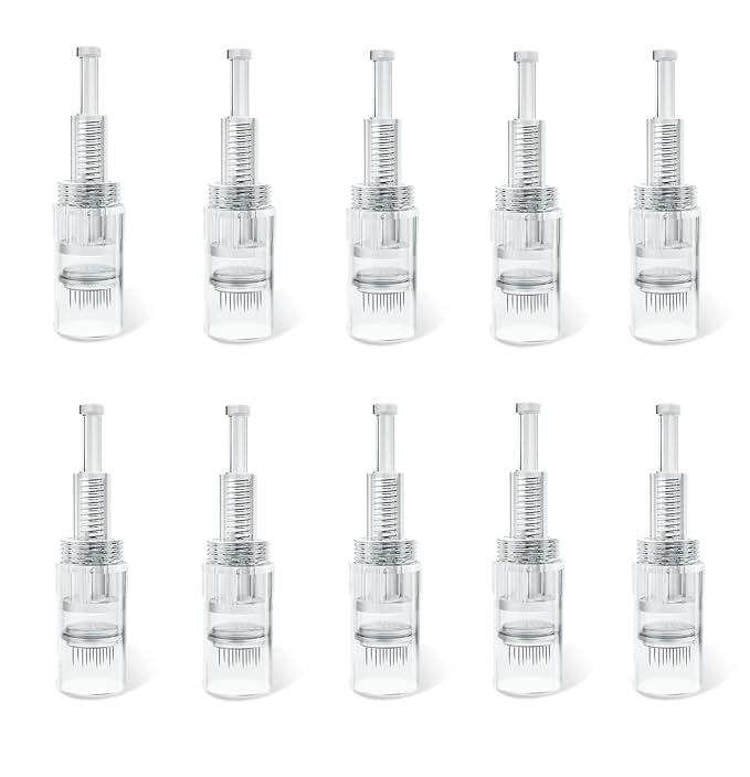 Lifewit 12 Pins Replacement Cartridges, Disposable Spiral Port Cartridge, Compatible with Lifewit Microneedling Pen, Individually Sealed Bags, 10PCS