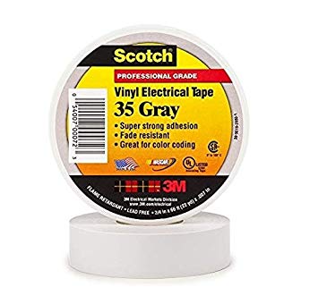 Scotch Vinyl Color Coding Electrical Tape 35, 3/4 in x 66 ft, Gray