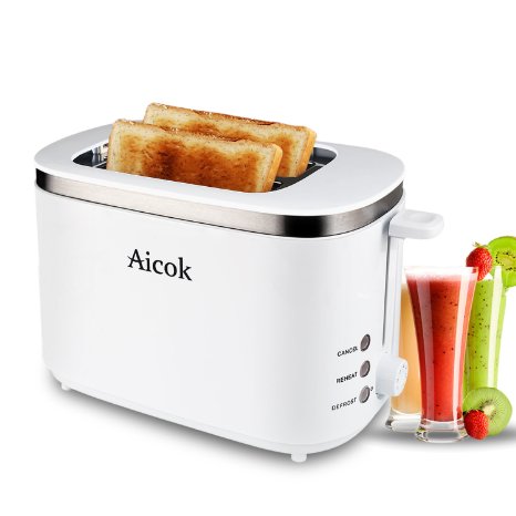 Aicok Compact Cool Wall 2-slice Toaster White 2-Slice