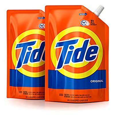 Tide Smart Pouch Original Scent HE Turbo Clean Liquid Laundry Detergent, Pack of two 48 oz. pouches, 62 loads